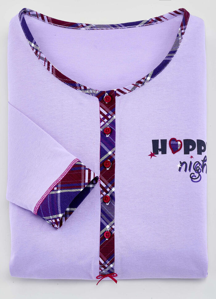 Zweierpack Nachthemden mit platziertem Druck und langer Knopfleiste 