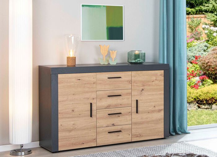 Kommodenserie in geradliniger Formgebung ARTISAN EICHE-ANTHRAZIT