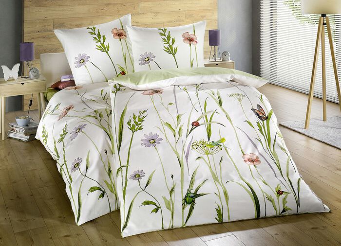 Mako-Satin Bettwäsche-Garnitur mit Reißverschluss 