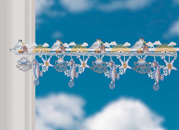 Stangendekoration aus echter Plauener Spitze 