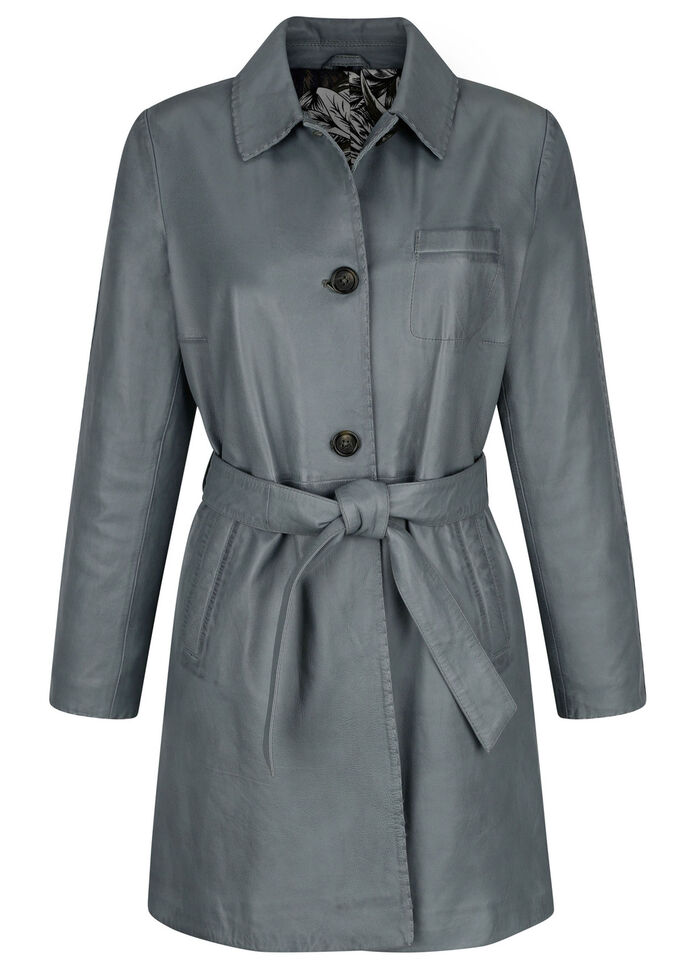 Lederkurzmantel mit Umlegekragen 