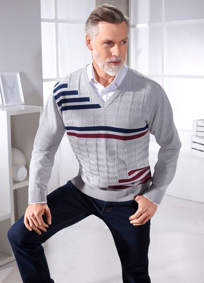 Klassischer Pullover mit V-Ausschnitt in 3 Farben 