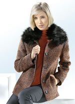 Kurzjacke mit abnehmbarem Kunstpelz-Besatz 