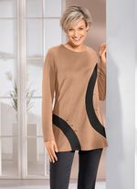 Sweatshirt mit kontrastfarbenen Einsätzen in 2 Farben CAMEL-SCHWARZ