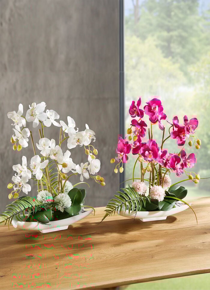 Orchideen-Arrangement in Schale WEISS