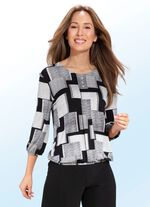 Shirt-Tunika mit Schmuckknöpfen SCHWARZ-ECRU