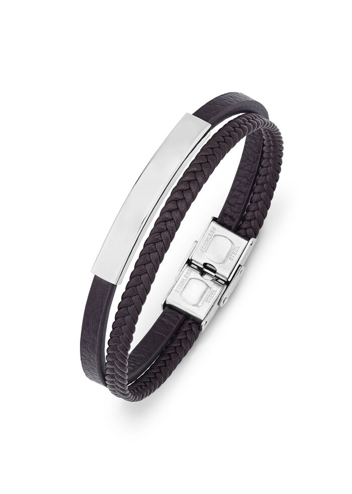 Modernes Leder-Armband mit Edelstahl 