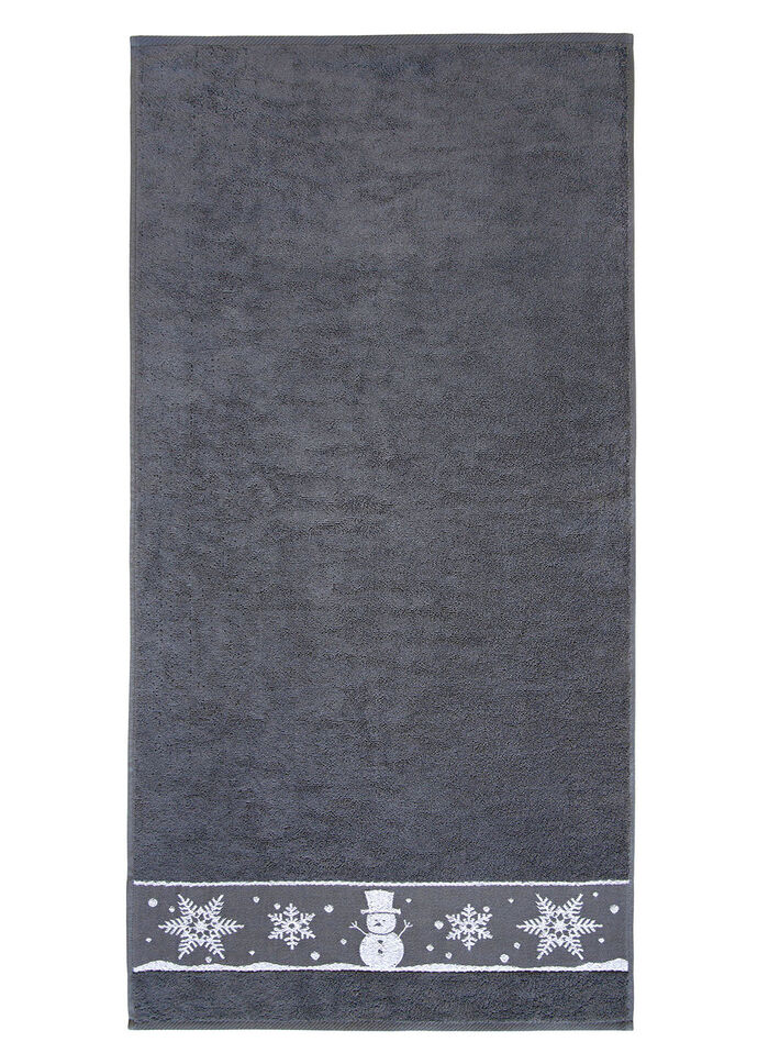 Flauschige Frottier-Serie mit Jacquard-Bordür ANTHRAZIT