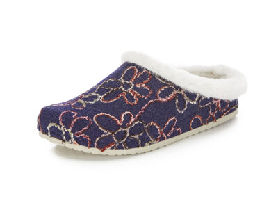 Mubb Wollfilz-Pantoffel mit bunter Blüten-Stickerei 