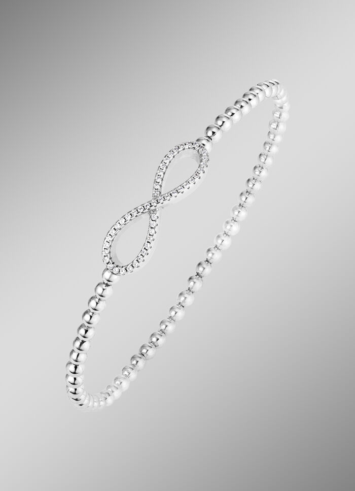 Kugelketten-Armband aus Silber 925/- fein mit Unendlichkeitssymbol 