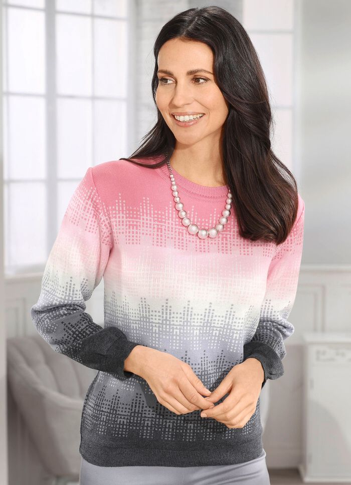 Pullover in Jacquard-Dessin ROS&Eacute;-WEISS-GRAU