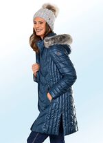 Kurzmantel in 2 Farben mit seitlicher L&auml;ngssteppung RAUCHBLAU