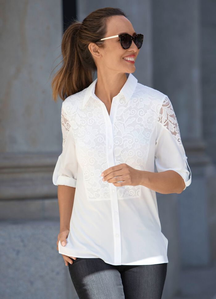 Bluse mit Hemdkragen ECRU