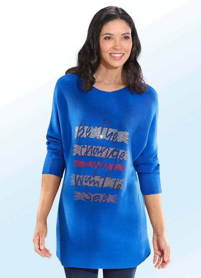 Longpullover mit Strasszier  