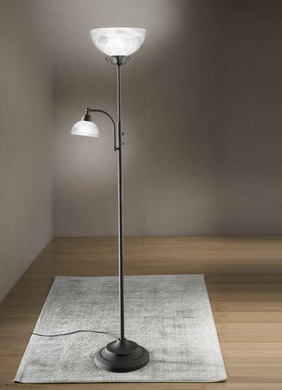 Deckenfluter mit Leselampe und Metallgestell 