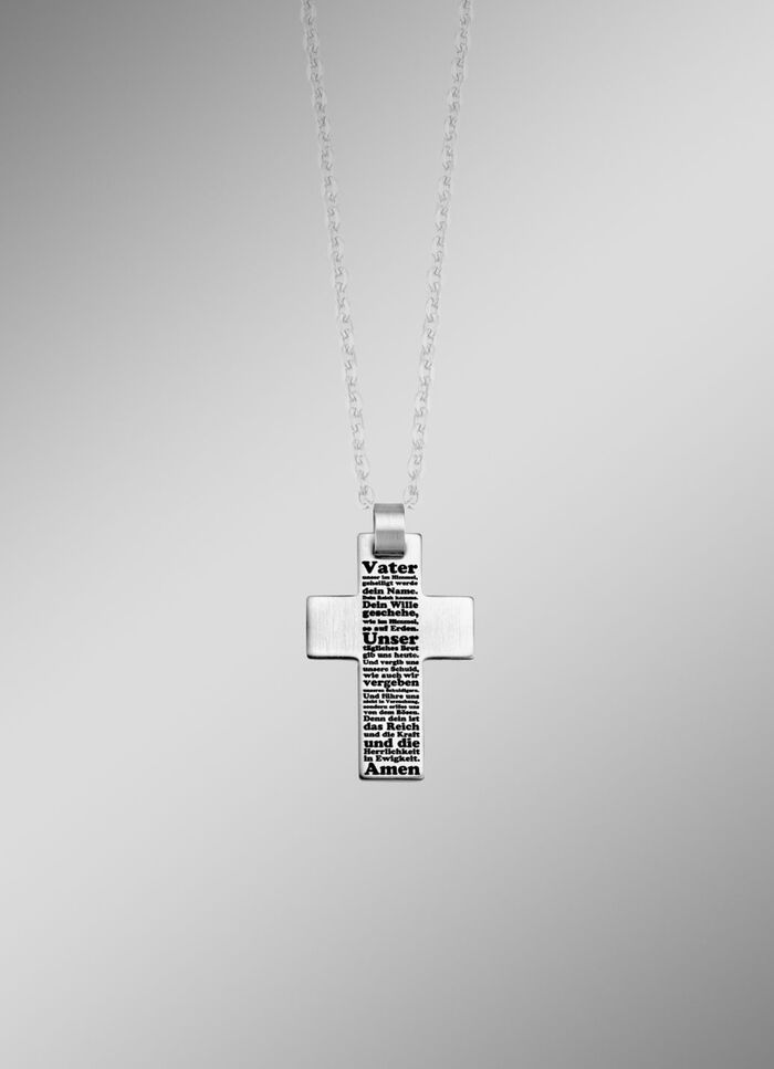 Mattierter Kreuz-Anh&auml;nger aus Edelstahl 