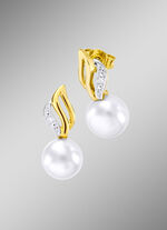 Ohrstecker mit S&uuml;&szlig;wasser-Zuchtperlen und Diamanten 