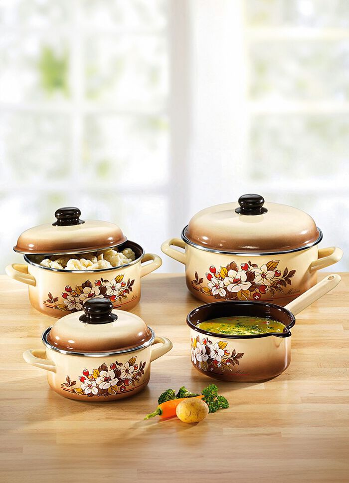 Topf-Set, 7-teilig aus Stahl-Emaille 