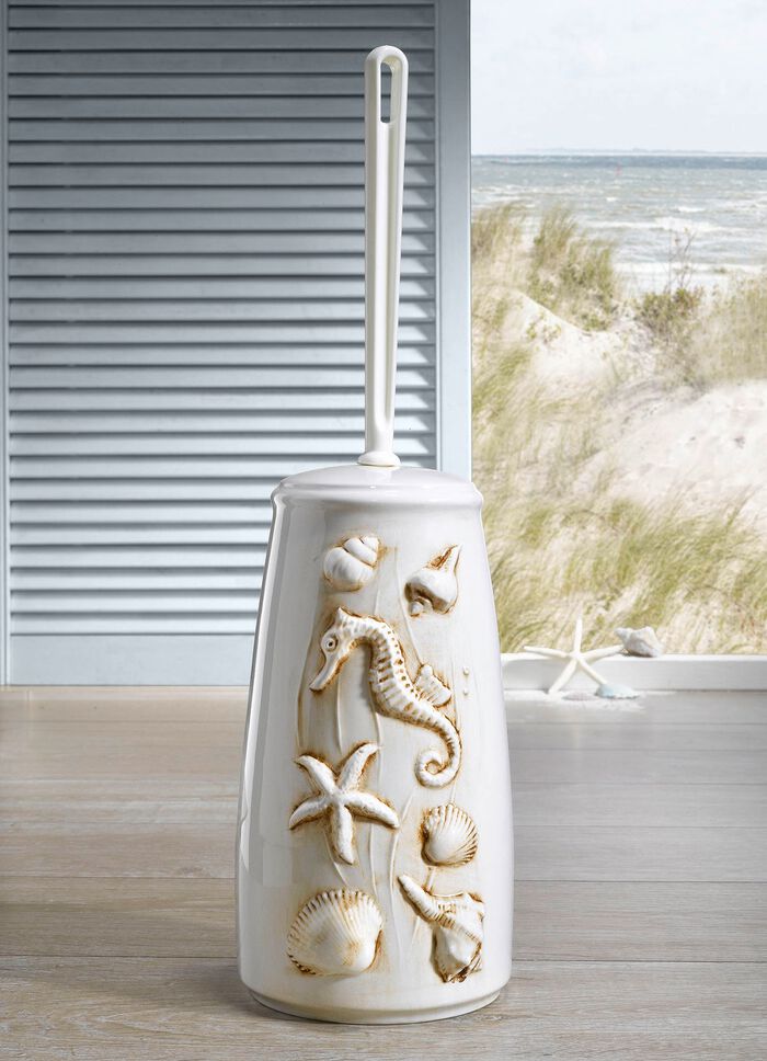 Handgearbeitete WC-Garnitur aus Keramik CREME-BRAUN