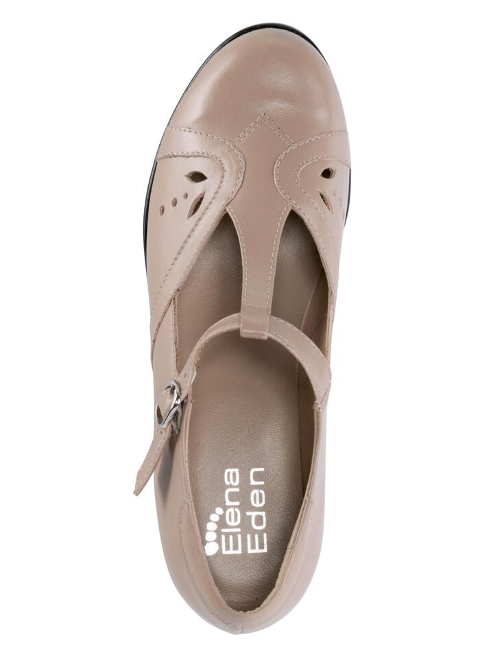 ELENA EDEN, schicke Damen-Pumps, Weite H, aus Leder BEIGE