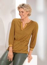 Shirt mit effektvollem Zierband am V-Ausschnitt in 2 Farben MESSING-GRÜN