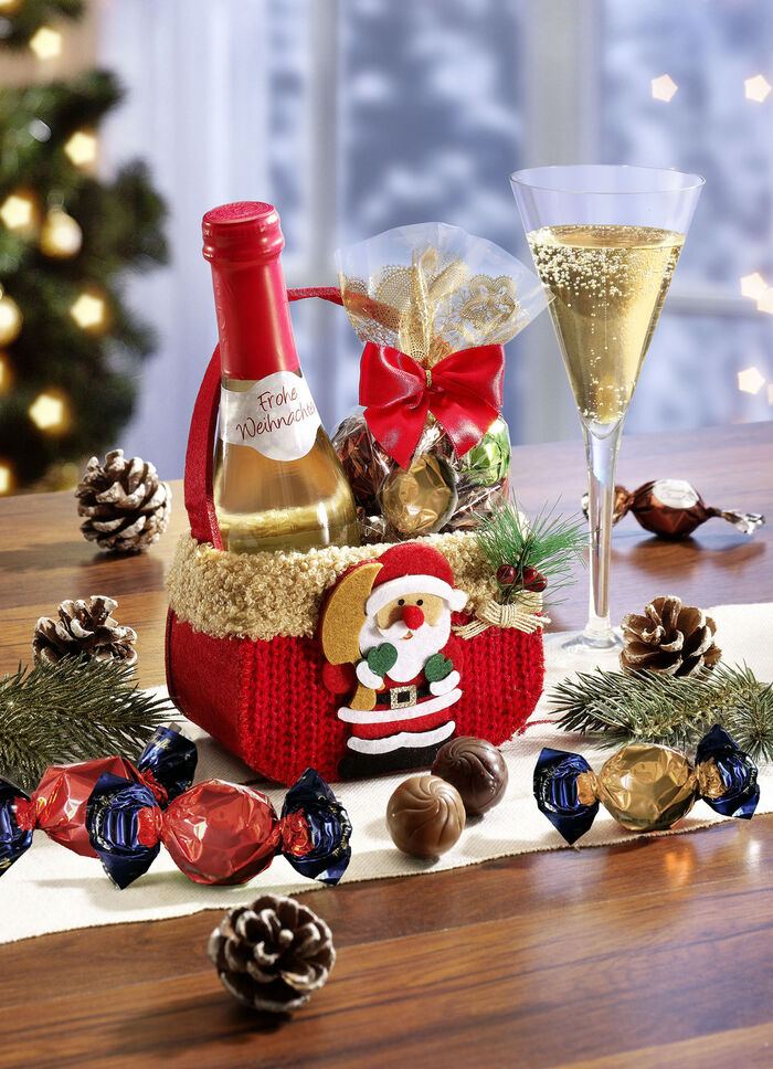 Weihnachts-Täschchen mit süßer Füllung und Secco 