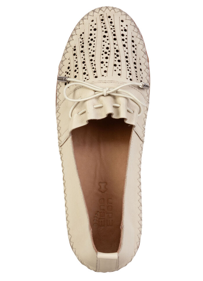 ELENA EDEN, sommerliche Damen-Slipper, Weite G, aus Leder BEIGE