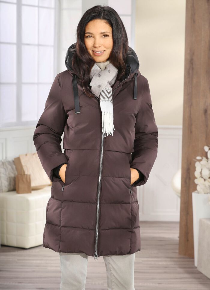 Funktions-Longparka mit angeschnittener Kapuze 