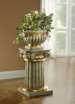 S&auml;ule mit &Uuml;bertopf und echter Blattgoldauflage 