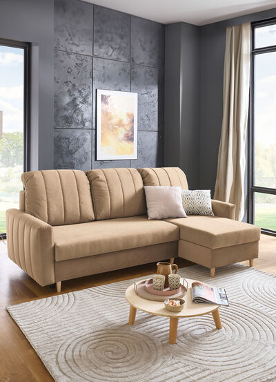 Polsterecke mit Bettfunktion und Bettkastenn 