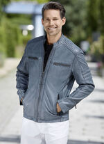 Lederkurzjacke mit Ziernähten 