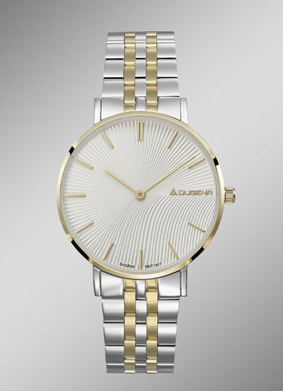 Dugena-Quartz-Damenuhr mit Edelstahlbandgehäuse 