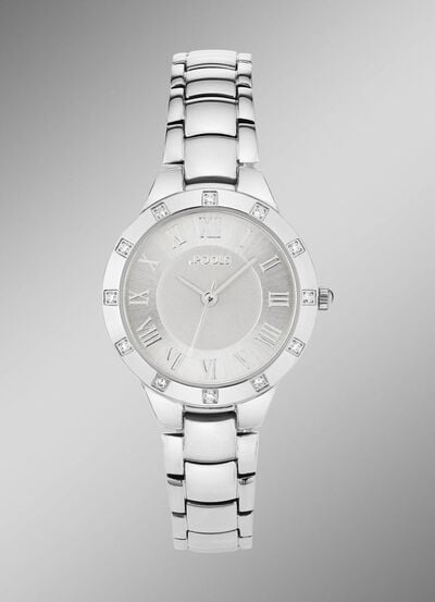 Quarz-Damenuhr von Pools mit Diamant-L&uuml;nette 