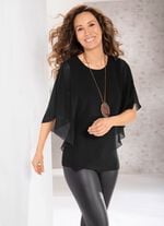 Unifarbene Poncho-Tunika SCHWARZ