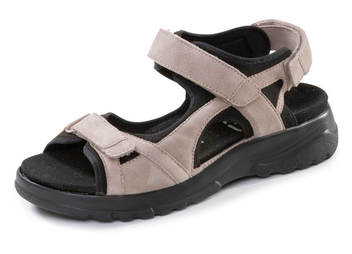 ELENA EDEN, bequeme Damen-Sandalen, Weite H, mit herausnehmbarem Fu&szlig;bett TAUPE