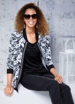 Blusenjacke mit schwarzem Rippenstrick 