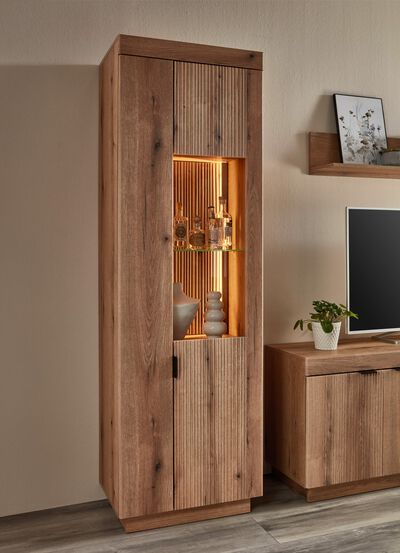 Vitrine, 2-t&uuml;rig, mit LED-Beleuchtung und Softclose 