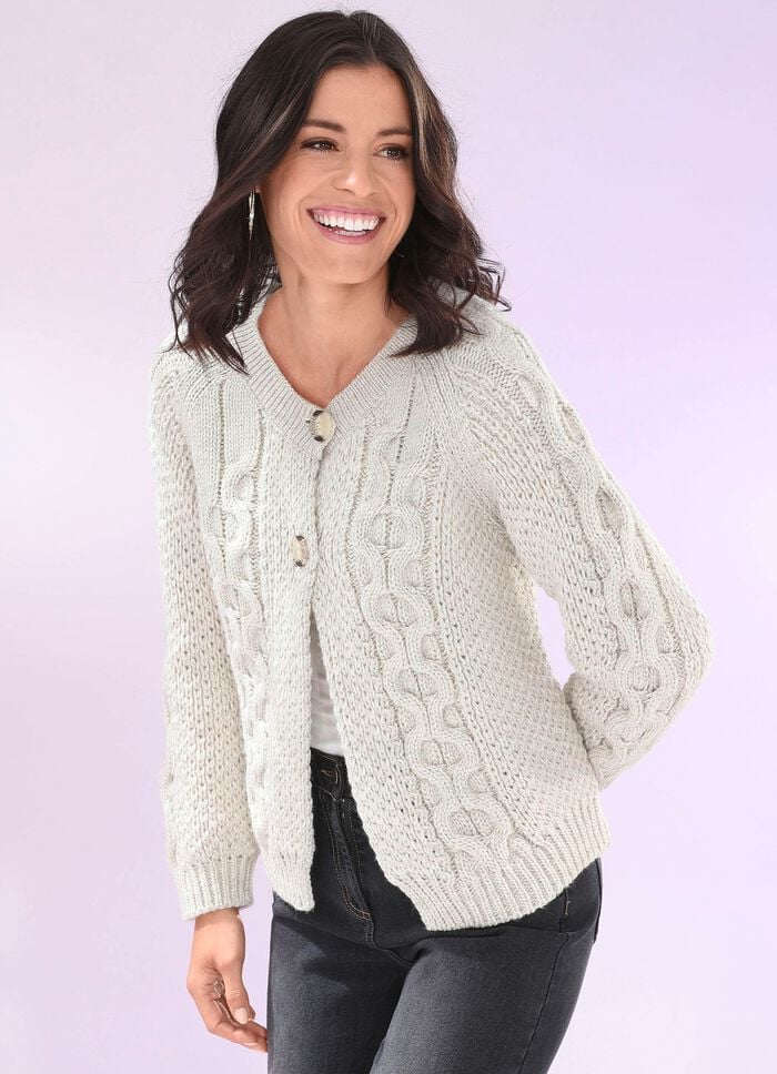 Strickjacke in Grobstrick KIESEL MELIERT