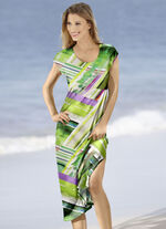 Kleid mit farbbrillantem Druckdessin und &uuml;berschnittenen &Auml;rmeln 