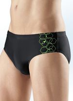 Naturana Badehose in Slipform mit platziertem Druckdessin SCHWARZ-GR&Uuml;N