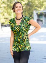 Shirt mit Allover-Dessin in 2 Farben GR&Uuml;N-GELB-NACHTBLAU