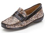 Slipper mit rassigem Leo Print SCHWARZ-CAMEL