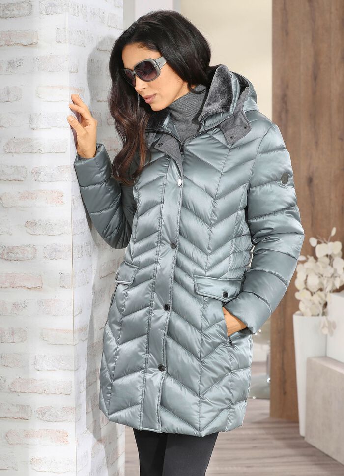 Jacke mit abnehmbarem Kunstpelz-Besatz am Kragen 