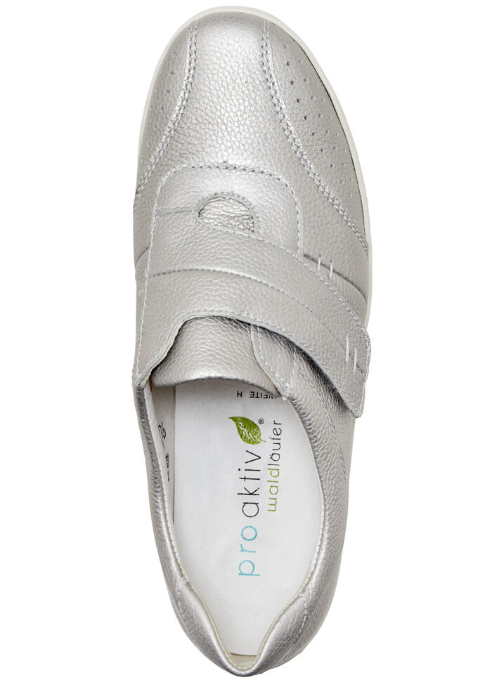 Waldläufer, bequeme Damen-Slipper, Weite H, mit herausnehmbarem Fußbett MATTSILBER