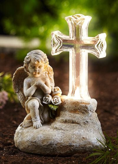 Solar-Gedenkengel aus wetterfestem Kunststein 