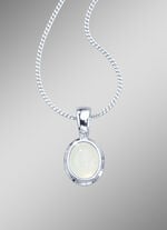 Anhänger mit Panzerkette und echtem, weißen Mondstein 