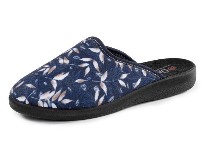 Zweierpack Pantoffeln aus samtig, weichem, bedrucktem Textilmaterial 1X BLAU, 1X BORDEAUX