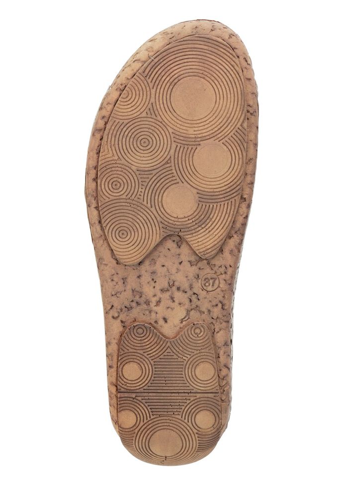 ELENA EDEN, sommerliche Damen-Pantoletten, aus Leder ALTGOLD