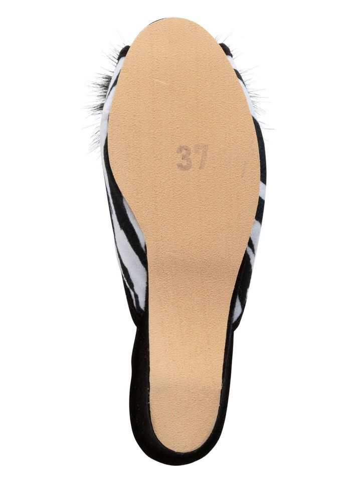 ELENA EDEN, schicke Damen-Pantoletten, Weite G, mit Kunstfellpompon 