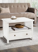 Teilmassiver Tisch mit Metallgriffen WEISS